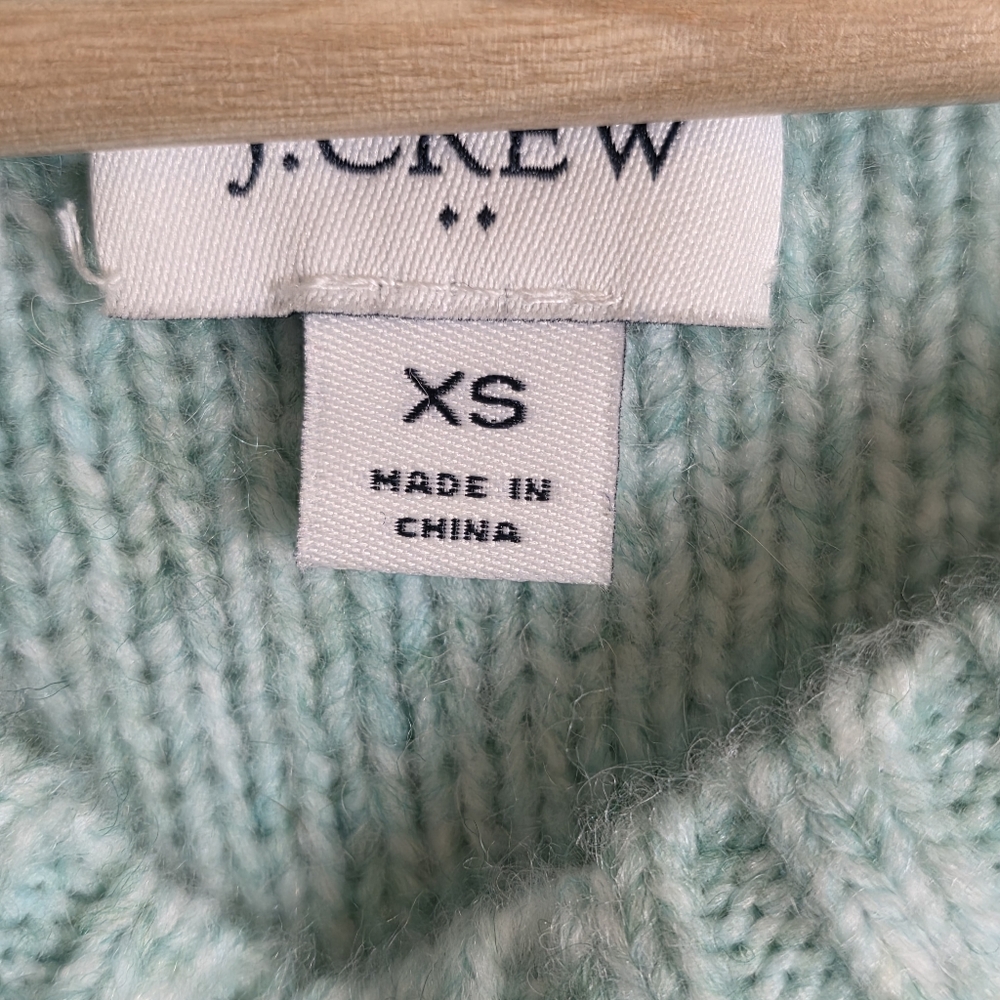 J.Crew Wintergreen Honeycomb Wool Alpaca Blend Balloon-sleeve Sweater Size XS - Picture 4 of 11